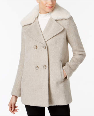 INC International Concepts Faux-Fur-Trim Peacoat, Created for Macy's