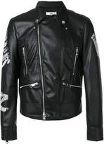 Thumbnail for your product : Versus logo embroidery biker jacket