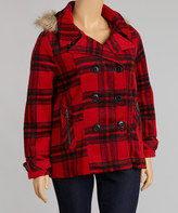 Thumbnail for your product : Dollhouse Red Katy Plaid Hooded Peacoat - Plus