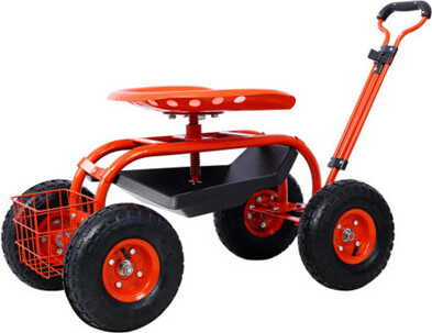 FOSHANZHENGONG Garden Trolley Rolling Work Chair With Wheels Garden Stool For Planting 360 Degree Swivel Seat Station Wagon Scooter With Steering Handle And Utili