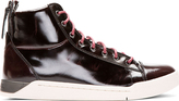 Thumbnail for your product : Diesel Deep Burgundy Patent Brushed Diamond High-Top Sneakers