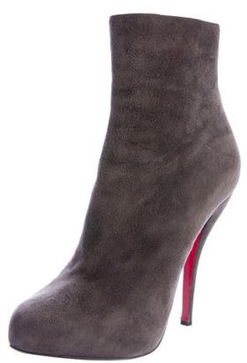 Christian Louboutin Suede Round-Toe Ankle Boots