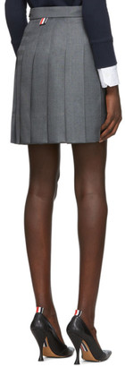 Thom Browne Grey Pleated 4-Bar Miniskirt