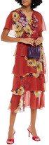 Thumbnail for your product : Etro Tiered Sequin-embellished Floral-print Silk-chiffon Midi Dress
