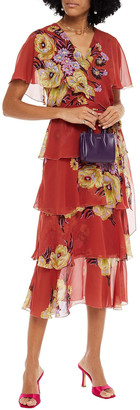 Etro Tiered Sequin-embellished Floral-print Silk-chiffon Midi Dress