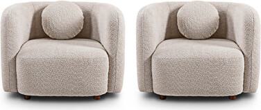 Upholstered Swivel Barrel Chair Accent Chair,Set Of 2