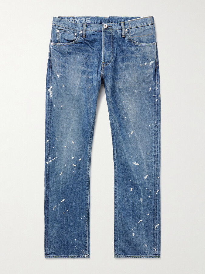 Visvim Social Sculpture 11 Slim-Fit Straight-Leg Paint-Splattered Jeans