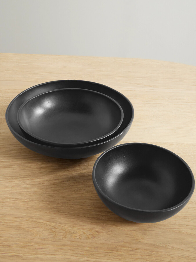 Hunting Season Set Of Three Leather Bowls - Black