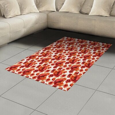 Modern 7x5ft 150x210cm Woven Backed poppy Rug Top Quality Black/Red BARGAINS 