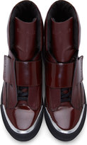Thumbnail for your product : Raf Simons Sterling Ruby Burgundy Patent & Etched Leather High-Top Sneakers
