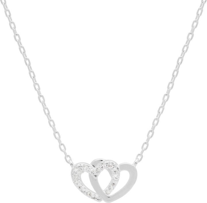 Estella Bartlett Cubic Zirconia Interlocking Heart Pendant Necklace