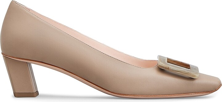 Roger Vivier Women's Belle Vivier 45MM Leather Buckle Pumps - Daino - Size 5.5