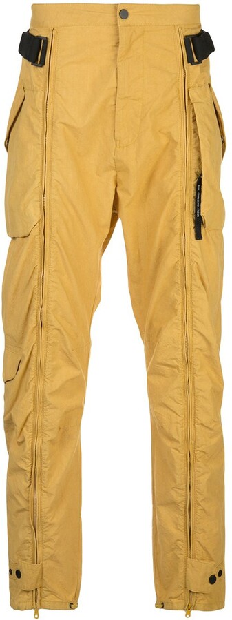 yellow cargo trousers