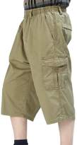 Thumbnail for your product : Pandapang Men's Multi-Pocket Big-Tall Tactical Capri Pants Elastic Waist Cargo Shorts 3X-Large