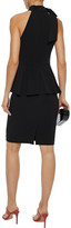 Thumbnail for your product : Badgley Mischka Bow-embellished Stretch-crepe Peplum Dress