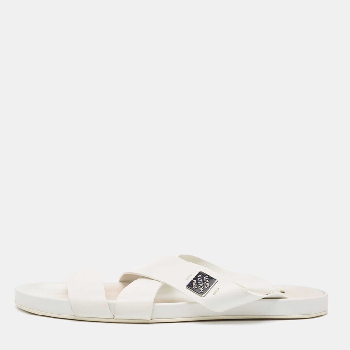 Louis Vuitton White Rubber Monogram Waterfront Slide Sandals Size
