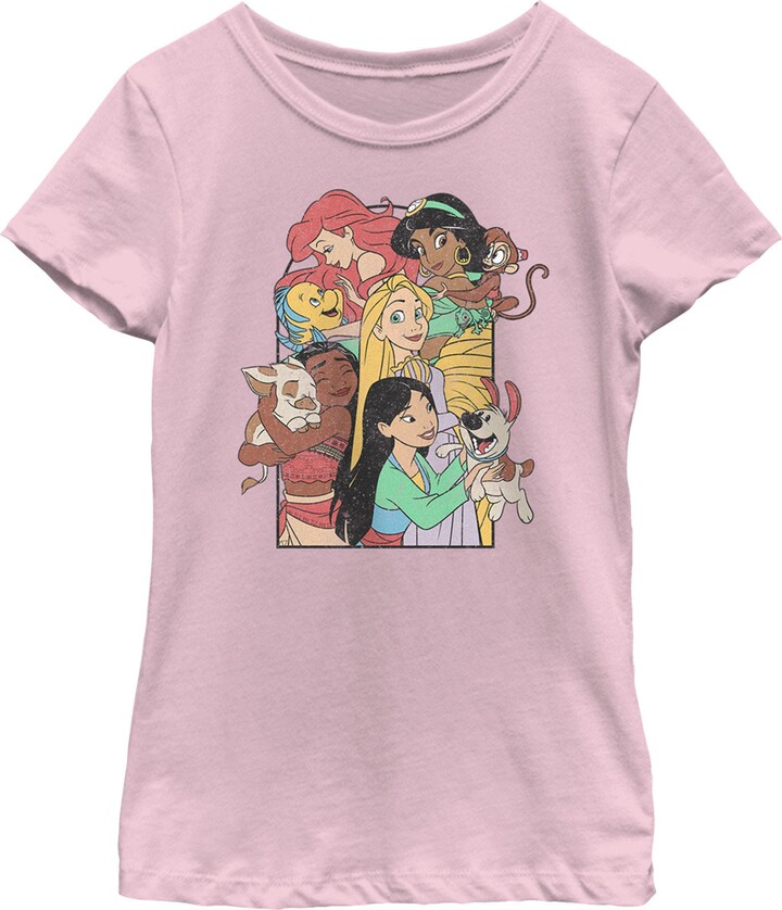 Girl's Disney Princess Pets Distressed Graphic T-Shirt
