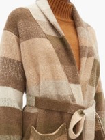 Thumbnail for your product : The Elder Statesman Belted Long-line Striped-cashmere Cardigan - Multi