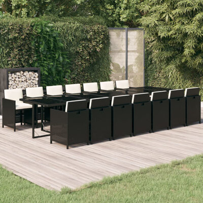 Garden Dining Set Black, Cream White