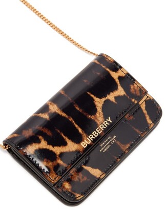 Burberry Jody Leopard-print Chain-strap Leather Wallet - Leopard