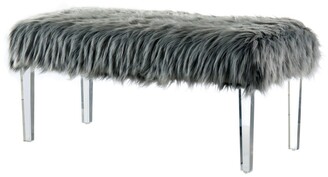Furniture of America Raven Ii Faux Fur Acrylic Bench