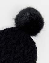 Thumbnail for your product : ASOS Design DESIGN cable knit faux fur pom beanie