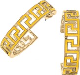 Thumbnail for your product : Canvas Style Ryan Game Day Greek Keys Enamel Hoop Earrings In Yellow - Yellow