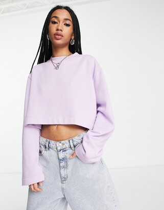 Topshop crop sweat in lilac - ShopStyle Jumpers & Hoodies