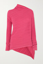 Thumbnail for your product : Marques Almeida Wrap-effect Asymmetric Ribbed Recycled Cotton Sweater - Pink - x small