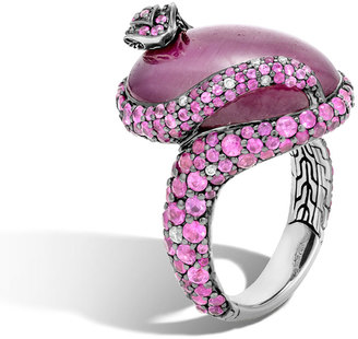 John Hardy Indian Ruby & Pink Sapphire Cobra Ring with Diamonds
