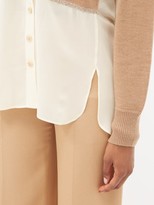 Thumbnail for your product : Chloé Silk-georgette And Knitted Wool Cardigan - Light Brown