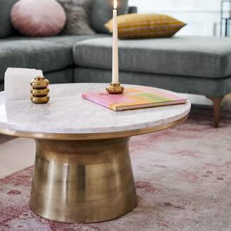 west elm Marble Topped Pedestal Side Table-Marble/Antique Brass