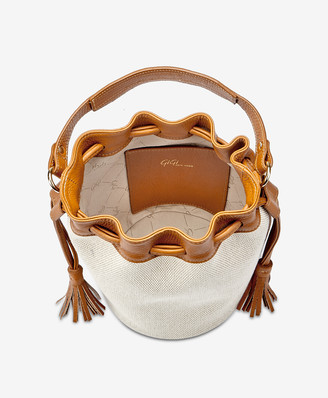 GiGi New York Genevieve Bucket Bag, Italian Canvas with Camel Leather