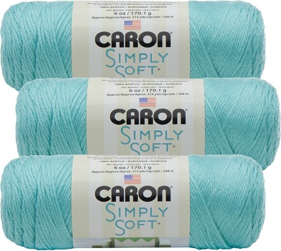 Caron Simply Soft Soft Blue Yarn - 3 Pack of 170g/6oz - Acrylic