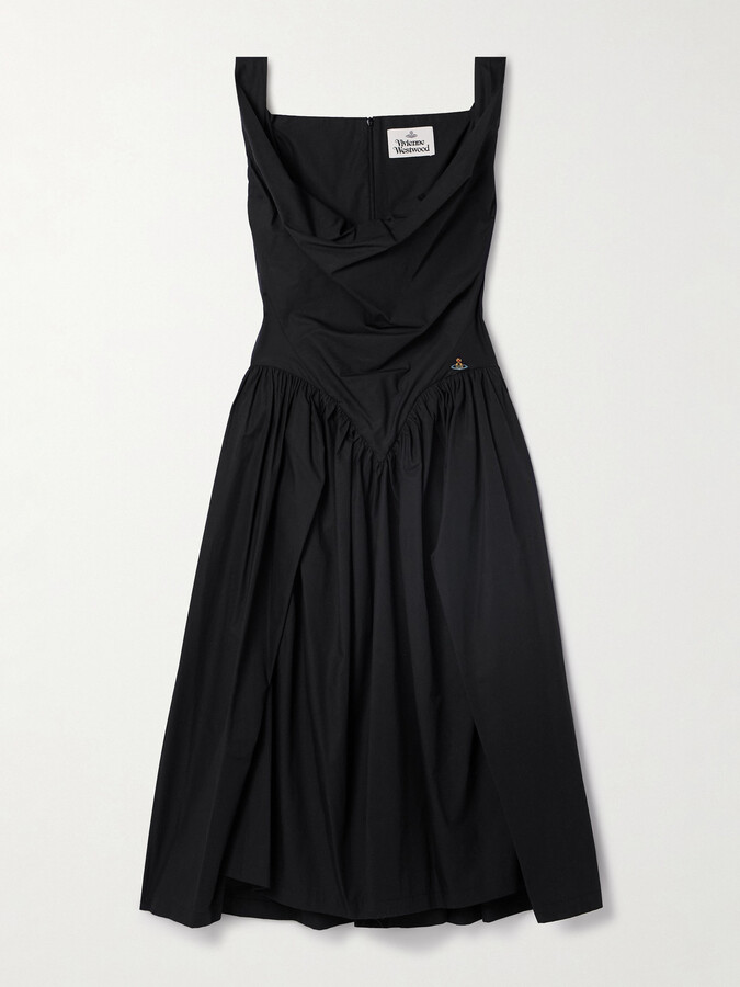 Vivienne Westwood Sunday Gathered Cotton-poplin Midi Dress - Black