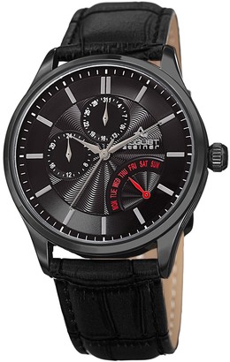 August Steiner Men's Quartz Multi-Function Croc-Embossed Leather Strap Watch