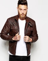 Thumbnail for your product : ASOS Leather Jacket With Chest Pocket