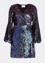 Thumbnail for your product : Tanya Taylor Tabitha Sequined Long-Sleeve Wrap Dress