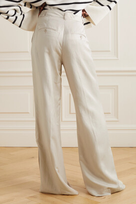 Anine Bing Lyra Pleated Woven Wide-leg Pants - Ivory - ShopStyle