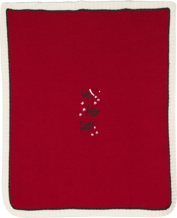 Embroidered-Slogan Wool Blanket