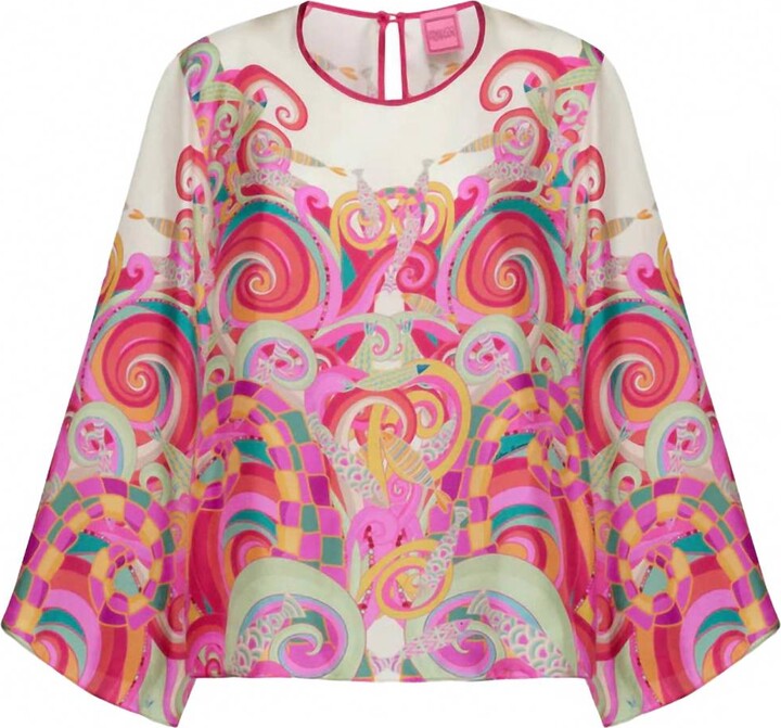 Franco Ferrari Women's Printed Silk Blouse In Pink