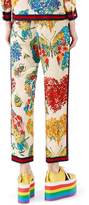Thumbnail for your product : Gucci Corsage-Print Silk Pajama Pants, Ivory