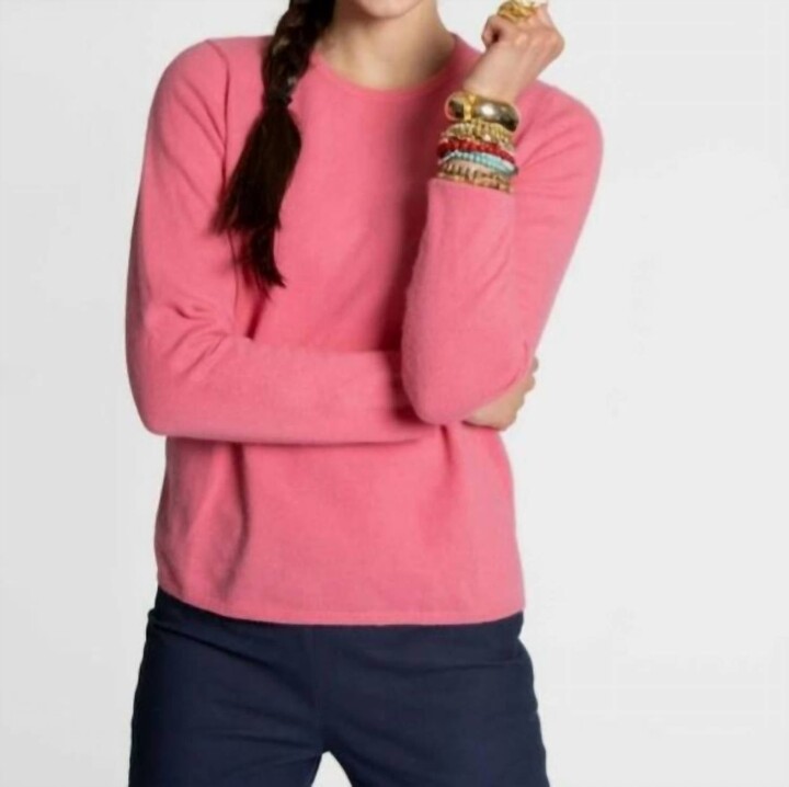 Frances Valentine Honey Long Sleeve Zip Back Sweater In Pink