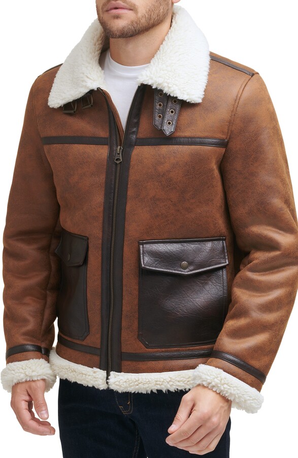 mens leather jacket with fur trim