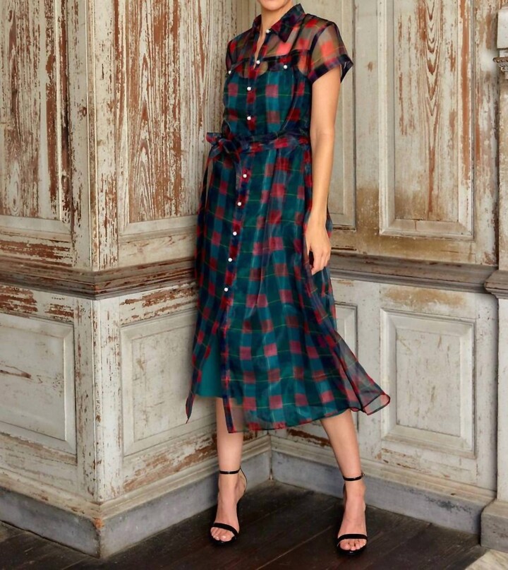 Alden Adair Rachel Plaid Maxi Dress In Black/red