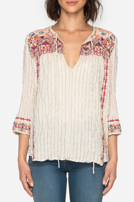 Johnny Was Embroidered Boho Blouse Top