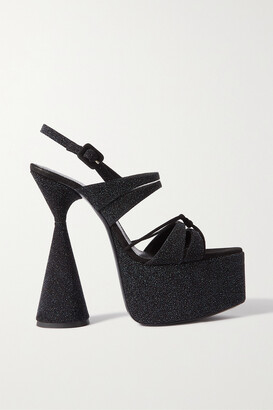 D’Accori - Belle Glittered-leather Platform Sandals - Black