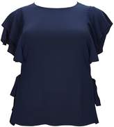 Thumbnail for your product : Evans Navy Blue Tie Side Top