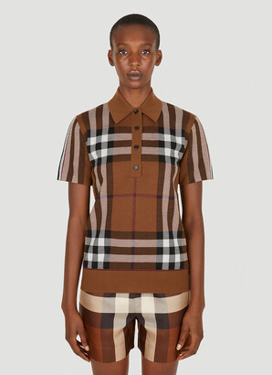 Burberry Frankie Knitted Polo Shirt in Brown