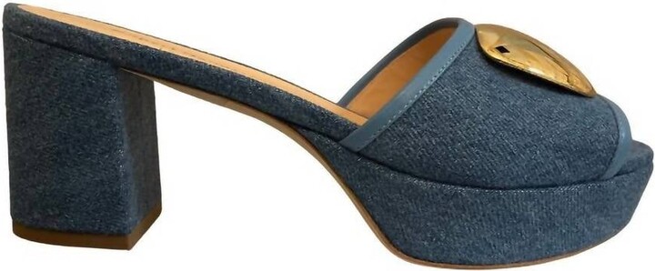 Rupert Sanderson Merapi Denim Gold Chrome In Indigo Blue